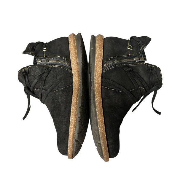 Born Women's TARKILN Suede Leather Bootie Black Distressed Size 8.5 Euro 40 - Picture 5 of 11